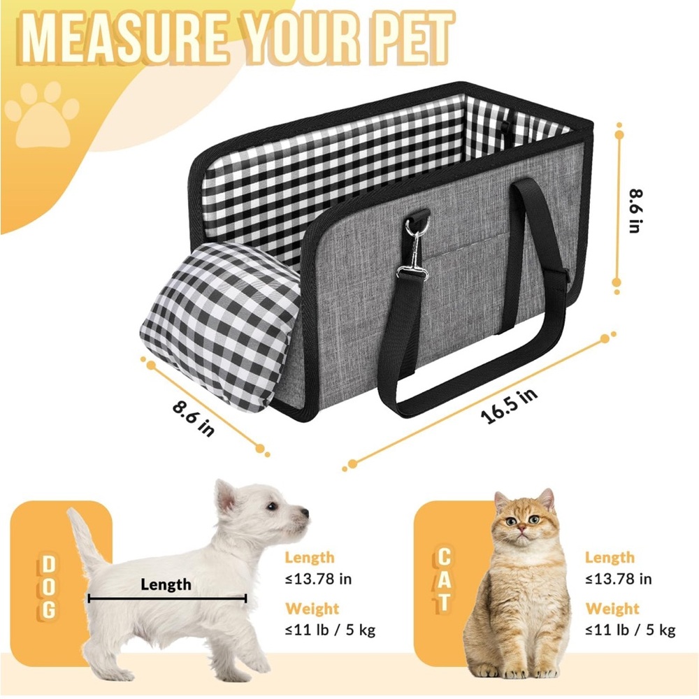 SlowTon console dog car seat for pets up to 11 lbs NWT - Picture 5 of 8